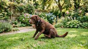 chien se frotte les fesses